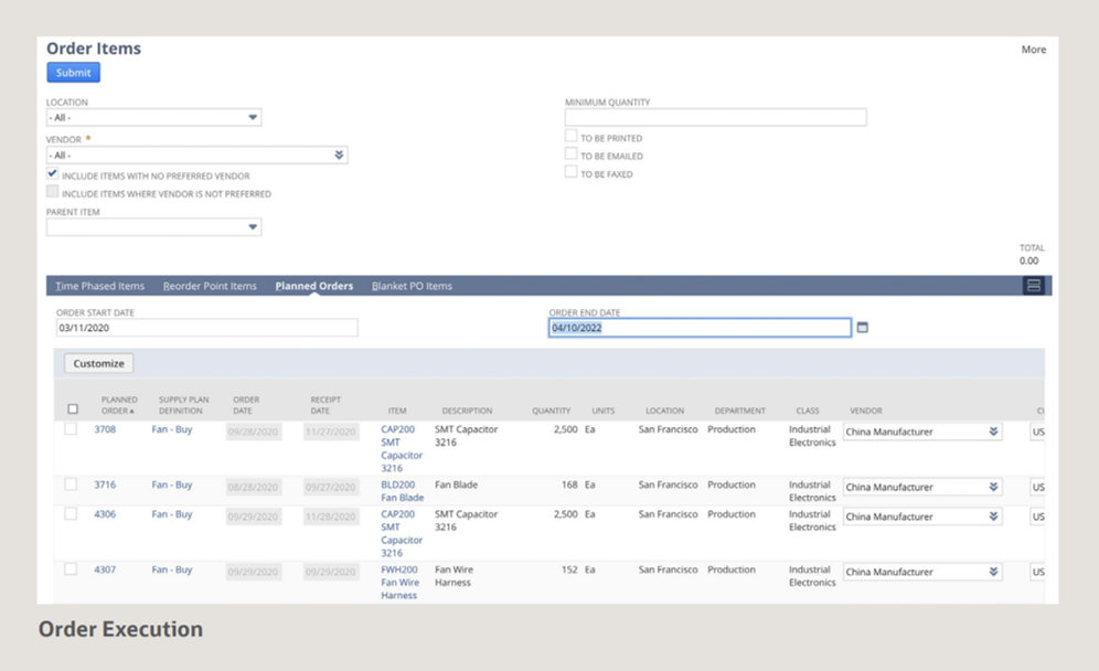 order execution netsuite