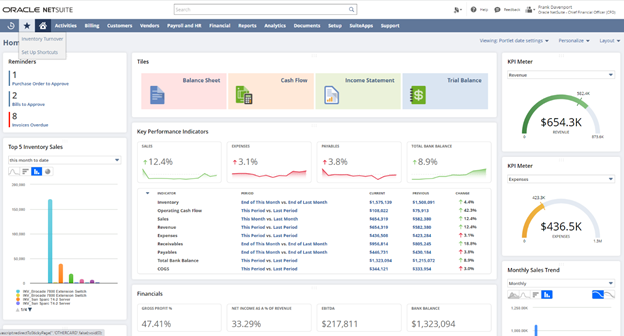 inventory dashboard netsuite erp